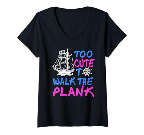 Damen Zu Süß Für Die Planke Piratenhumor T-Shirt mit V-Ausschnitt Damen Zu Süß Für Die Planke Piratenhumor T-Shirt mit V-Ausschnitt von Lustige Piratensprüche Für Kinderfans