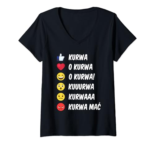 Damen Kurwa Mac Polnisch Lustig Polen Polski Koszulka Polska T-Shirt mit V-Ausschnitt Damen Kurwa Mac Polnisch Lustig Polen Polski Koszulka Polska T-Shirt mit V-Ausschnitt von Lustige Polen Polska Designs