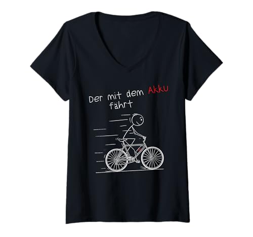 Damen Lustiges Elektrofahrrad Radfahrer Der mit dem Akku fährt T-Shirt mit V-Ausschnitt Damen Lustiges Elektrofahrrad Radfahrer Der mit dem Akku fährt T-Shirt mit V-Ausschnitt von Lustige Radfahrer Sprüche Shirts