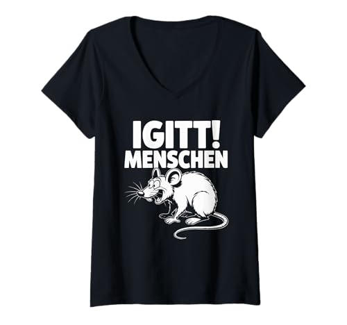 Damen Igitt Menschen Lustige Ratten Sprüche T-Shirt mit V-Ausschnitt Damen Igitt Menschen Lustige Ratten Sprüche T-Shirt mit V-Ausschnitt von Lustige Ratte Menschen Sprüche Humor