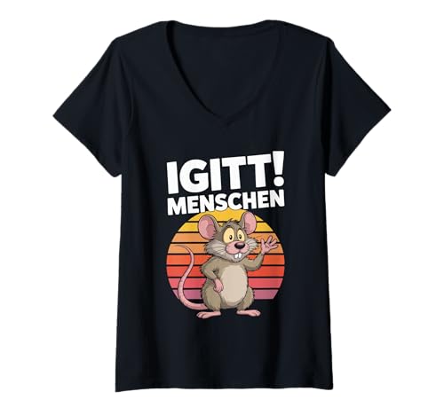 Damen Igitt Menschen Lustige Ratten Sprüche T-Shirt mit V-Ausschnitt Damen Igitt Menschen Lustige Ratten Sprüche T-Shirt mit V-Ausschnitt von Lustige Ratte Menschen Sprüche Humor