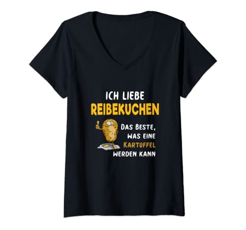 Damen Reibekuchen Lieblingsessen Lustiges Kartoffelpuffer T-Shirt mit V-Ausschnitt Damen Reibekuchen Lieblingsessen Lustiges Kartoffelpuffer T-Shirt mit V-Ausschnitt von Lustige Reibekuchen Kartoffelpuffer Geschenke