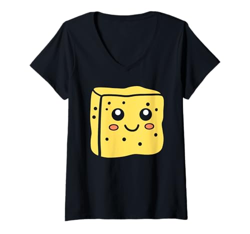 Damen Kleine lustige minimalistische Reinigung einfacher Schwamm T-Shirt mit V-Ausschnitt Damen Kleine lustige minimalistische Reinigung einfacher Schwamm T-Shirt mit V-Ausschnitt von Lustige Reinigungsschwämme einfacher Schwamm