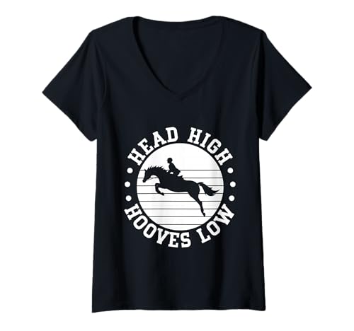 Damen Reiten Head High Hooves Low Reiter T-Shirt mit V-Ausschnitt Damen Reiten Head High Hooves Low Reiter T-Shirt mit V-Ausschnitt von Lustige Reiten Shirts & Vielseitigkeits Designs