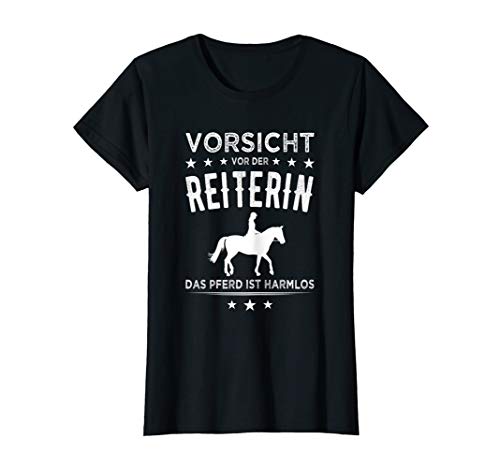 Damen Vorsicht vor der Reiterin Pferd harmlos Reiterinnen Spruch T-Shirt Damen Vorsicht vor der Reiterin Pferd harmlos Reiterinnen Spruch T-Shirt von Lustige Reiter Sprüche Pferde Geschenkideen Damen
