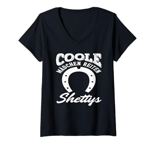 Damen Coole Mädchen Reiten Shettys Pferdemädchen Reiten Reiter T-Shirt mit V-Ausschnitt Damen Coole Mädchen Reiten Shettys Pferdemädchen Reiten Reiter T-Shirt mit V-Ausschnitt von Lustige Reitergeschenke für Damen Herren Teenager