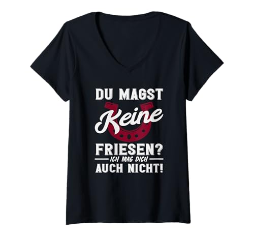 Damen Pferdemädchen Reiten Friese Pferderasse Spruch Reiter T-Shirt mit V-Ausschnitt Damen Pferdemädchen Reiten Friese Pferderasse Spruch Reiter T-Shirt mit V-Ausschnitt von Lustige Reitergeschenke für Damen Herren Teenager