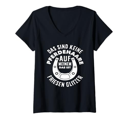 Damen Pferdemädchen Reiten Ponyfans Reiter Friese T-Shirt mit V-Ausschnitt Damen Pferdemädchen Reiten Ponyfans Reiter Friese T-Shirt mit V-Ausschnitt von Lustige Reitergeschenke für Damen Herren Teenager