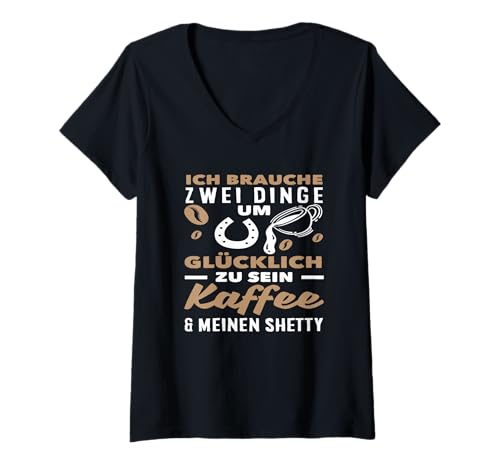 Damen Pferdemädchen Reiten Ponyfans Reiter Shetty Kaffee T-Shirt mit V-Ausschnitt Damen Pferdemädchen Reiten Ponyfans Reiter Shetty Kaffee T-Shirt mit V-Ausschnitt von Lustige Reitergeschenke für Damen Herren Teenager