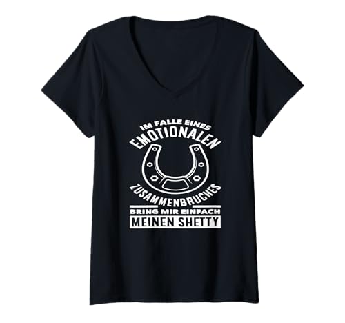Damen Pferdemädchen Reiten Ponyfans Reiter Shetty Pony T-Shirt mit V-Ausschnitt Damen Pferdemädchen Reiten Ponyfans Reiter Shetty Pony T-Shirt mit V-Ausschnitt von Lustige Reitergeschenke für Damen Herren Teenager