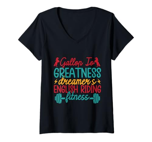 Damen Hobby Reiter Gallop to Fitness Englisches Reitpferd T-Shirt mit V-Ausschnitt Damen Hobby Reiter Gallop to Fitness Englisches Reitpferd T-Shirt mit V-Ausschnitt von Lustige Reitsport Geschenke Shirts Dressur Designs