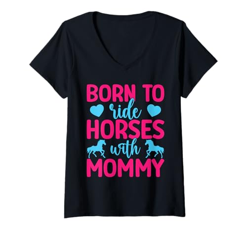 Damen Hobby Reiter Horses with Mommy Englisches Reitpferd T-Shirt mit V-Ausschnitt Damen Hobby Reiter Horses with Mommy Englisches Reitpferd T-Shirt mit V-Ausschnitt von Lustige Reitsport Geschenke Shirts Dressur Designs