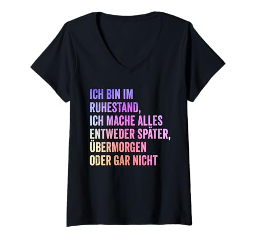 Damen Lustiges Bin Im Ruhestand Mache Alles Später für Rentner T-Shirt mit V-Ausschnitt Damen Lustiges Bin Im Ruhestand Mache Alles Später für Rentner T-Shirt mit V-Ausschnitt von Lustige Rente Sprüche Pensionierung und Ruhestand