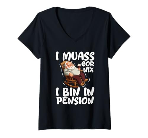 Damen I Muass Goar Nix I Bin In Pension Rentner Keine Arbeit T-Shirt mit V-Ausschnitt Damen I Muass Goar Nix I Bin In Pension Rentner Keine Arbeit T-Shirt mit V-Ausschnitt von Lustige Renten Sprüche Kleidung Für Rentner