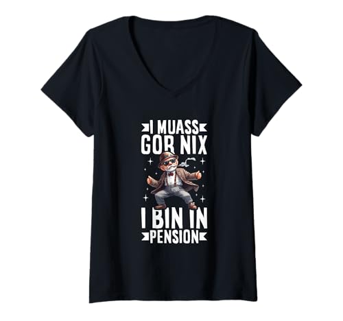 Damen I Muass Goar Nix I Bin In Pension Rentner Renteneintritt T-Shirt mit V-Ausschnitt Damen I Muass Goar Nix I Bin In Pension Rentner Renteneintritt T-Shirt mit V-Ausschnitt von Lustige Renten Sprüche Kleidung Für Rentner