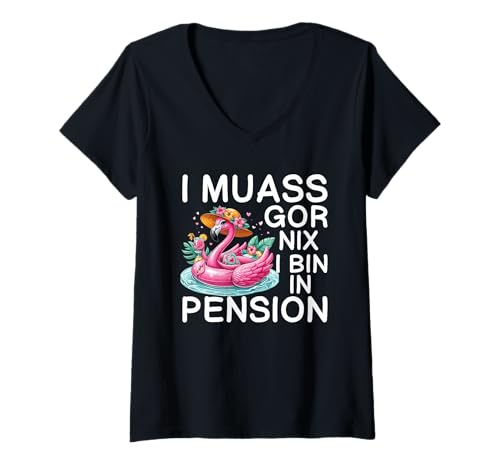 Damen I Muass Goar Nix I Bin In Pension Rentner Urlaub Lässig T-Shirt mit V-Ausschnitt Damen I Muass Goar Nix I Bin In Pension Rentner Urlaub Lässig T-Shirt mit V-Ausschnitt von Lustige Renten Sprüche Kleidung Für Rentner