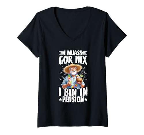 Damen I Muass Goar Nix I Bin In Pension Rentner Witzig Chill T-Shirt mit V-Ausschnitt Damen I Muass Goar Nix I Bin In Pension Rentner Witzig Chill T-Shirt mit V-Ausschnitt von Lustige Renten Sprüche Kleidung Für Rentner