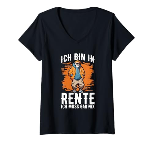Damen Ich Bin In Rente Ich Muss Gar Nix Chill Rentner Spruch T-Shirt mit V-Ausschnitt Damen Ich Bin In Rente Ich Muss Gar Nix Chill Rentner Spruch T-Shirt mit V-Ausschnitt von Lustige Renten Sprüche Kleidung Für Rentner