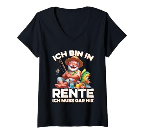 Damen Ich Bin In Rente Ich Muss Gar Nix Cooler Rentner Angeln T-Shirt mit V-Ausschnitt Damen Ich Bin In Rente Ich Muss Gar Nix Cooler Rentner Angeln T-Shirt mit V-Ausschnitt von Lustige Renten Sprüche Kleidung Für Rentner