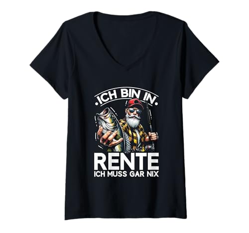 Damen Ich Bin In Rente Ich Muss Gar Nix Cooler Rentner Angler T-Shirt mit V-Ausschnitt Damen Ich Bin In Rente Ich Muss Gar Nix Cooler Rentner Angler T-Shirt mit V-Ausschnitt von Lustige Renten Sprüche Kleidung Für Rentner