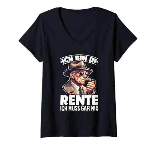 Damen Ich Bin In Rente Ich Muss Gar Nix Cooler Rentner Pension T-Shirt mit V-Ausschnitt Damen Ich Bin In Rente Ich Muss Gar Nix Cooler Rentner Pension T-Shirt mit V-Ausschnitt von Lustige Renten Sprüche Kleidung Für Rentner