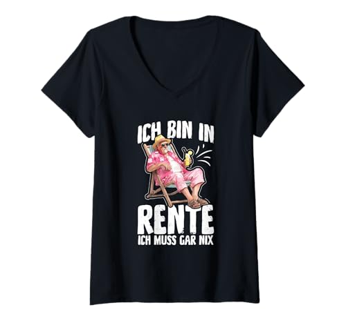Damen Ich Bin In Rente Ich Muss Gar Nix Cooler Rentner Pension T-Shirt mit V-Ausschnitt Damen Ich Bin In Rente Ich Muss Gar Nix Cooler Rentner Pension T-Shirt mit V-Ausschnitt von Lustige Renten Sprüche Kleidung Für Rentner