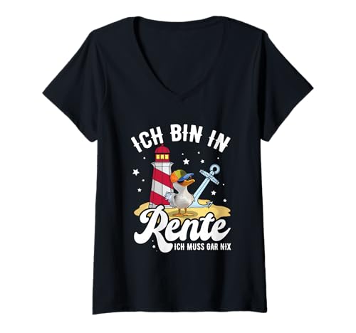 Damen Ich Bin In Rente Ich Muss Gar Nix Rentner Nordsee Urlaub T-Shirt mit V-Ausschnitt Damen Ich Bin In Rente Ich Muss Gar Nix Rentner Nordsee Urlaub T-Shirt mit V-Ausschnitt von Lustige Renten Sprüche Kleidung Für Rentner