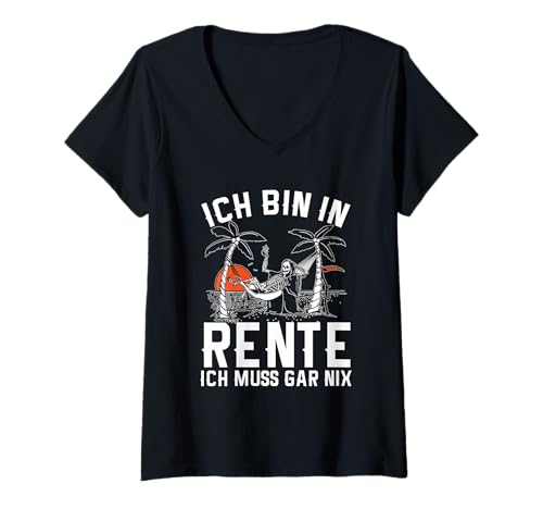 Damen Ich Bin In Rente Ich Muss Gar Nix Rentner Pension Urlaub T-Shirt mit V-Ausschnitt Damen Ich Bin In Rente Ich Muss Gar Nix Rentner Pension Urlaub T-Shirt mit V-Ausschnitt von Lustige Renten Sprüche Kleidung Für Rentner