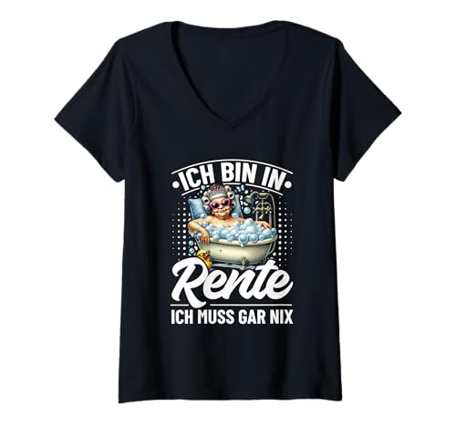 Damen Ich Bin In Rente Ich Muss Gar Nix Rentnerin Pension Baden T-Shirt mit V-Ausschnitt Damen Ich Bin In Rente Ich Muss Gar Nix Rentnerin Pension Baden T-Shirt mit V-Ausschnitt von Lustige Renten Sprüche Kleidung Für Rentner