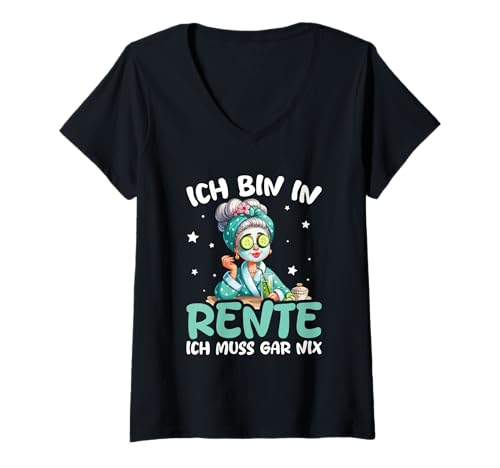 Damen Ich Bin In Rente Ich Muss Gar Nix Rentnerin Pension Chill T-Shirt mit V-Ausschnitt Damen Ich Bin In Rente Ich Muss Gar Nix Rentnerin Pension Chill T-Shirt mit V-Ausschnitt von Lustige Renten Sprüche Kleidung Für Rentner