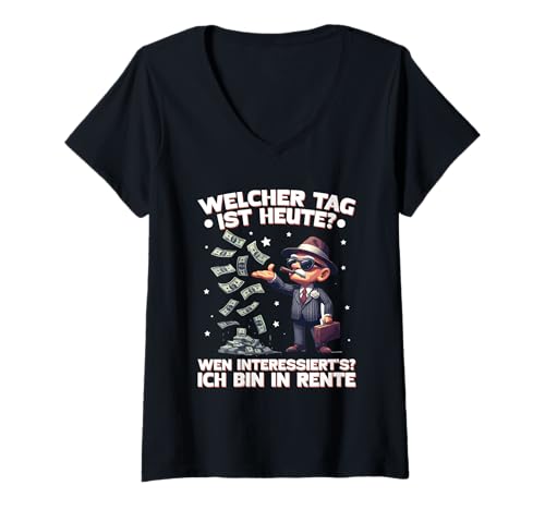 Damen Ich Bin In Rente Rentner Cool Chillen Renteneintritt Pension T-Shirt mit V-Ausschnitt von Lustige Renten Sprüche Kleidung Für Rentner