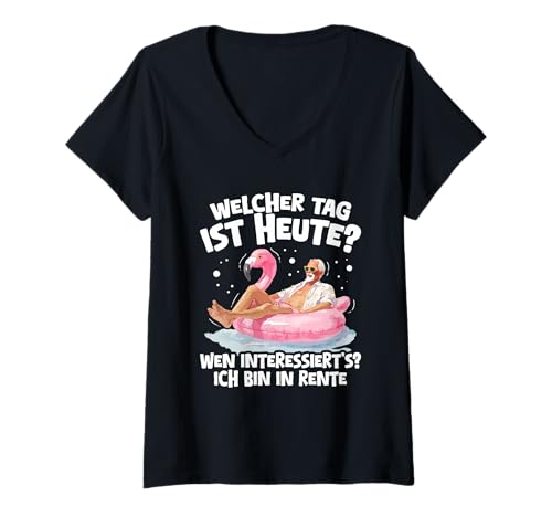Damen Ich Bin In Rente Rentner Urlaub Chillen Flamingo Spruch T-Shirt mit V-Ausschnitt Damen Ich Bin In Rente Rentner Urlaub Chillen Flamingo Spruch T-Shirt mit V-Ausschnitt von Lustige Renten Sprüche Kleidung Für Rentner