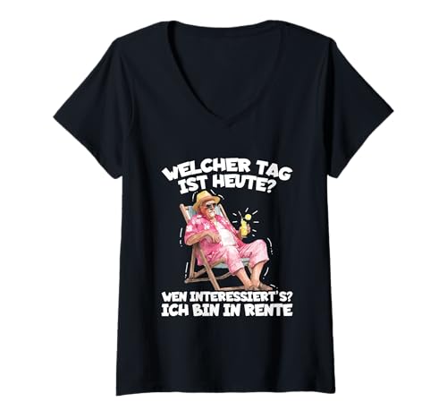 Damen Ich Bin In Rente Rentner Urlaub Chillen Renteneintritt T-Shirt mit V-Ausschnitt Damen Ich Bin In Rente Rentner Urlaub Chillen Renteneintritt T-Shirt mit V-Ausschnitt von Lustige Renten Sprüche Kleidung Für Rentner