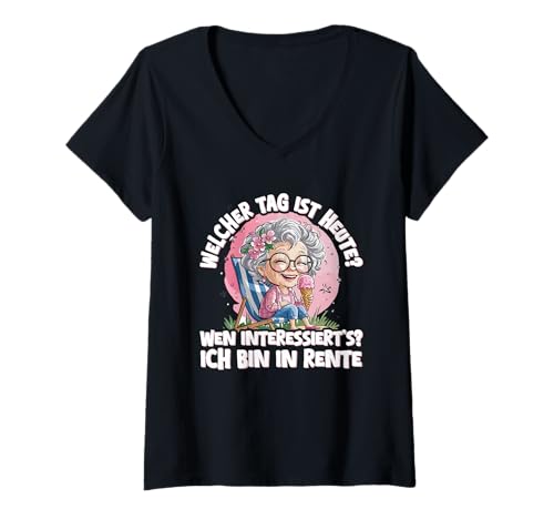 Damen Ich Bin In Rente Rentnerin Chillen Pension Nix Tun T-Shirt mit V-Ausschnitt Damen Ich Bin In Rente Rentnerin Chillen Pension Nix Tun T-Shirt mit V-Ausschnitt von Lustige Renten Sprüche Kleidung Für Rentner