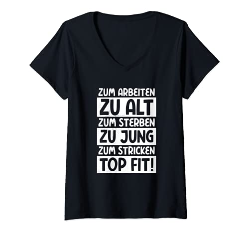 Damen Rentner Oma Stricken T-Shirt mit V-Ausschnitt Damen Rentner Oma Stricken T-Shirt mit V-Ausschnitt von Lustige Rentner Designs & Zubehör