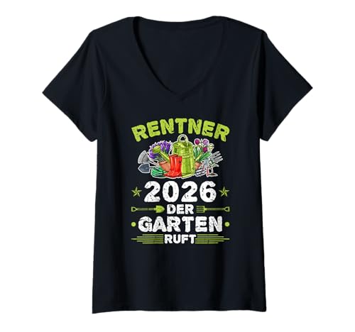 Damen Rentner 2026 Der Garten Ruft Pensionär Hobbygärtner Rente T-Shirt mit V-Ausschnitt Damen Rentner 2026 Der Garten Ruft Pensionär Hobbygärtner Rente T-Shirt mit V-Ausschnitt von Lustige Rentner Geschenke für Ruhestand & Pension
