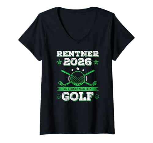 Damen Rentner 2026 Golf Rente Pensionär Golfer Golfsport T-Shirt mit V-Ausschnitt Damen Rentner 2026 Golf Rente Pensionär Golfer Golfsport T-Shirt mit V-Ausschnitt von Lustige Rentner Geschenke für Ruhestand & Pension
