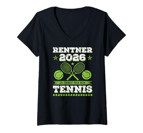 Damen Rentner 2026 Tennis Rente Pensionär Tennisspieler T-Shirt mit V-Ausschnitt Damen Rentner 2026 Tennis Rente Pensionär Tennisspieler T-Shirt mit V-Ausschnitt von Lustige Rentner Geschenke für Ruhestand & Pension