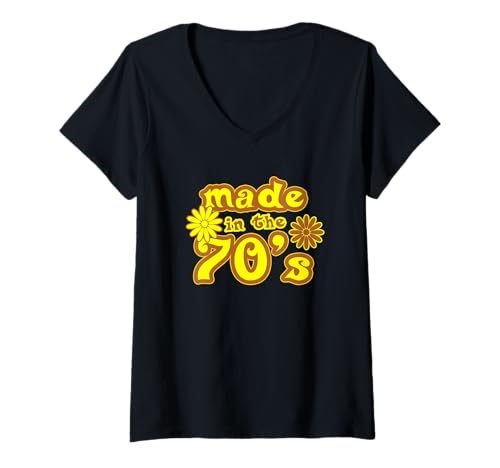 Damen Made In The 70s Lustige 70er Hippie Kostüm Damen Herren T-Shirt mit V-Ausschnitt Damen Made In The 70s Lustige 70er Hippie Kostüm Damen Herren T-Shirt mit V-Ausschnitt von Lustige Retro 70er Kostüm Co.