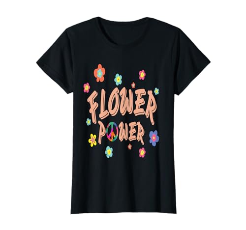 Damen Flower Power Hippie Tie Dye 60er 70er Outfit Geschenk T-Shirt Damen Flower Power Hippie Tie Dye 60er 70er Outfit Geschenk T-Shirt von Lustige Retro Liebe Vintage Shirt Männer Frauen