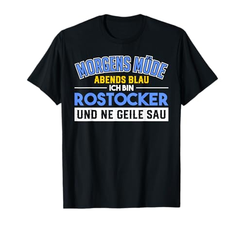 Lustige Rostock Meer Geschenkidee T-Shirt, Herren, Unisex, Langarm, Blau, S, Klassisch, Morgens Müde Abends Blau Rostocker, Ossi Sprüche von Lustige Rostock Meer Geschenkidee