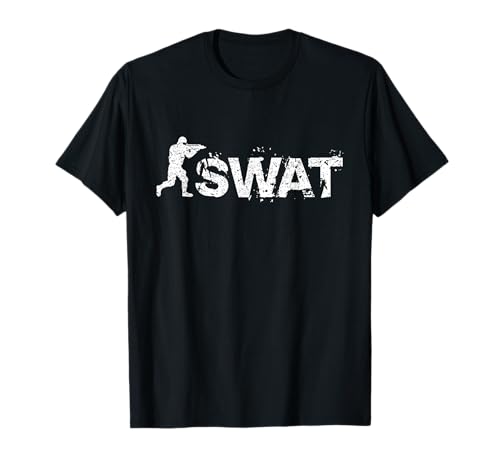 Lustige S.W.A.T. Geschenke SWAT Kommando Shirt Spezialeinsatzkommando T-Shirt für Herren, Schwarz, Klein, Kurzarm, Klassische Passform, Retro, Halloween, Polizei, Erwachsene von Lustige S.W.A.T. Geschenke
