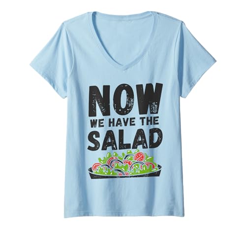 Damen Jetzt haben wir den Salat Humor Spruch Now we have the salad T-Shirt mit V-Ausschnitt Damen Jetzt haben wir den Salat Humor Spruch Now we have the salad T-Shirt mit V-Ausschnitt von Lustige Salat denglisch Sprüche Geschenke Chaos