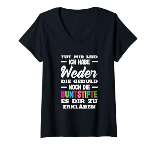 Damen Lustiger Spruch Sarkastisch Keine Geduld Buntstifte T-Shirt mit V-Ausschnitt Damen Lustiger Spruch Sarkastisch Keine Geduld Buntstifte T-Shirt mit V-Ausschnitt von Lustige Sarkasmus Sprüche Geschenke