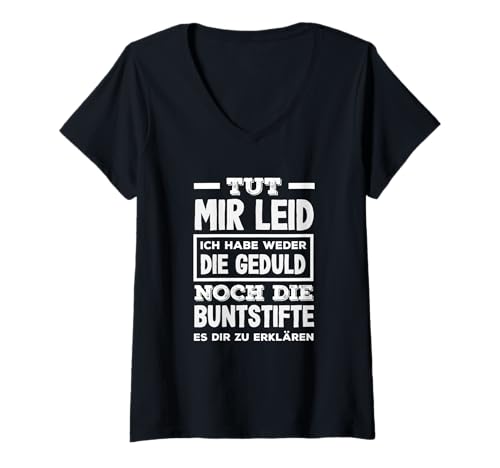 Damen Lustiger Spruch Sarkastisch Keine Geduld Buntstifte T-Shirt mit V-Ausschnitt Damen Lustiger Spruch Sarkastisch Keine Geduld Buntstifte T-Shirt mit V-Ausschnitt von Lustige Sarkasmus Sprüche Geschenke