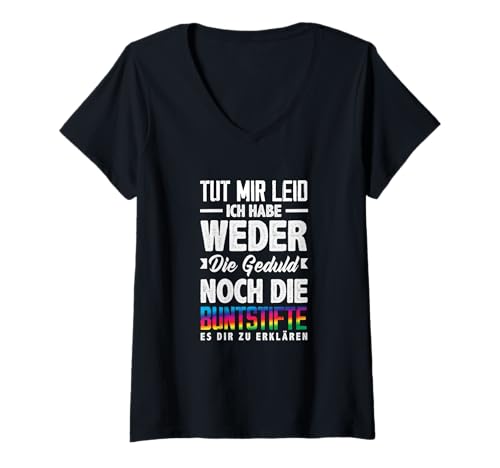 Damen Lustiger Spruch Sarkastisch Keine Geduld Buntstifte T-Shirt mit V-Ausschnitt Damen Lustiger Spruch Sarkastisch Keine Geduld Buntstifte T-Shirt mit V-Ausschnitt von Lustige Sarkasmus Sprüche Geschenke