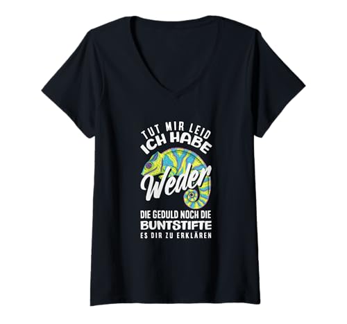 Damen Lustiger Spruch Sarkastisch Keine Geduld Buntstifte T-Shirt mit V-Ausschnitt Damen Lustiger Spruch Sarkastisch Keine Geduld Buntstifte T-Shirt mit V-Ausschnitt von Lustige Sarkasmus Sprüche Geschenke