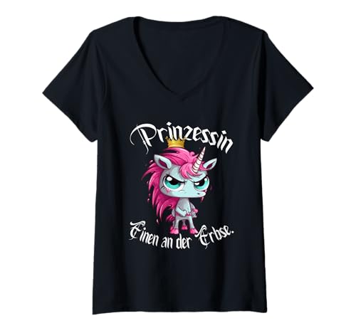 Damen Prinzessin Einen An Der Erbse Lustiges Einhorn T-Shirt mit V-Ausschnitt Damen Prinzessin Einen An Der Erbse Lustiges Einhorn T-Shirt mit V-Ausschnitt von Lustige Sarkastische Einhorn Spruch Prinzessinnen