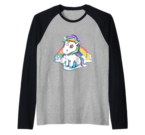 Sarkastisches Baby Satan Einhorn Raglan von Lustige Satanic Unicorn T-Shirts
