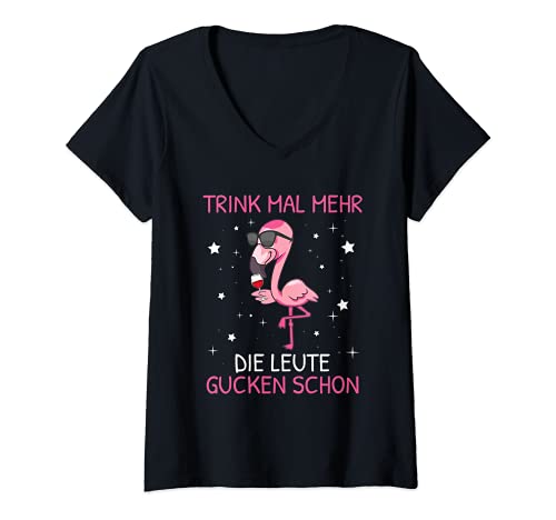 Damen Saufen Trink Mal Mehr Die Leute Gucken Schon Sauf Flamingo T-Shirt mit V-Ausschnitt Damen Saufen Trink Mal Mehr Die Leute Gucken Schon Sauf Flamingo T-Shirt mit V-Ausschnitt von Lustige Saufen & Bier Spruch Geschenke Zum Feiern